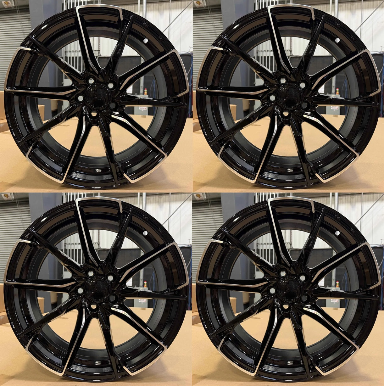 X066 Black Machined Face Wheels for Aftermarket | 16"-17"