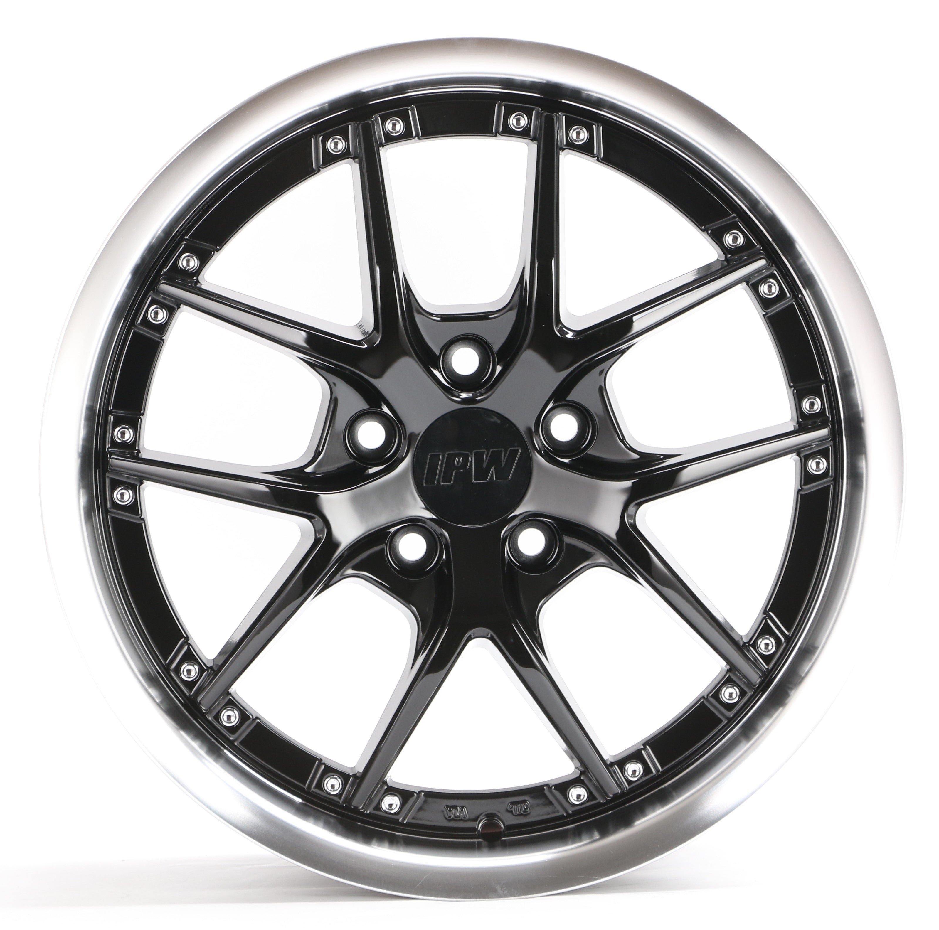 X1204 Black Machined Lip Silver Rivet Wheels for Aftermarket | 17"-18"
