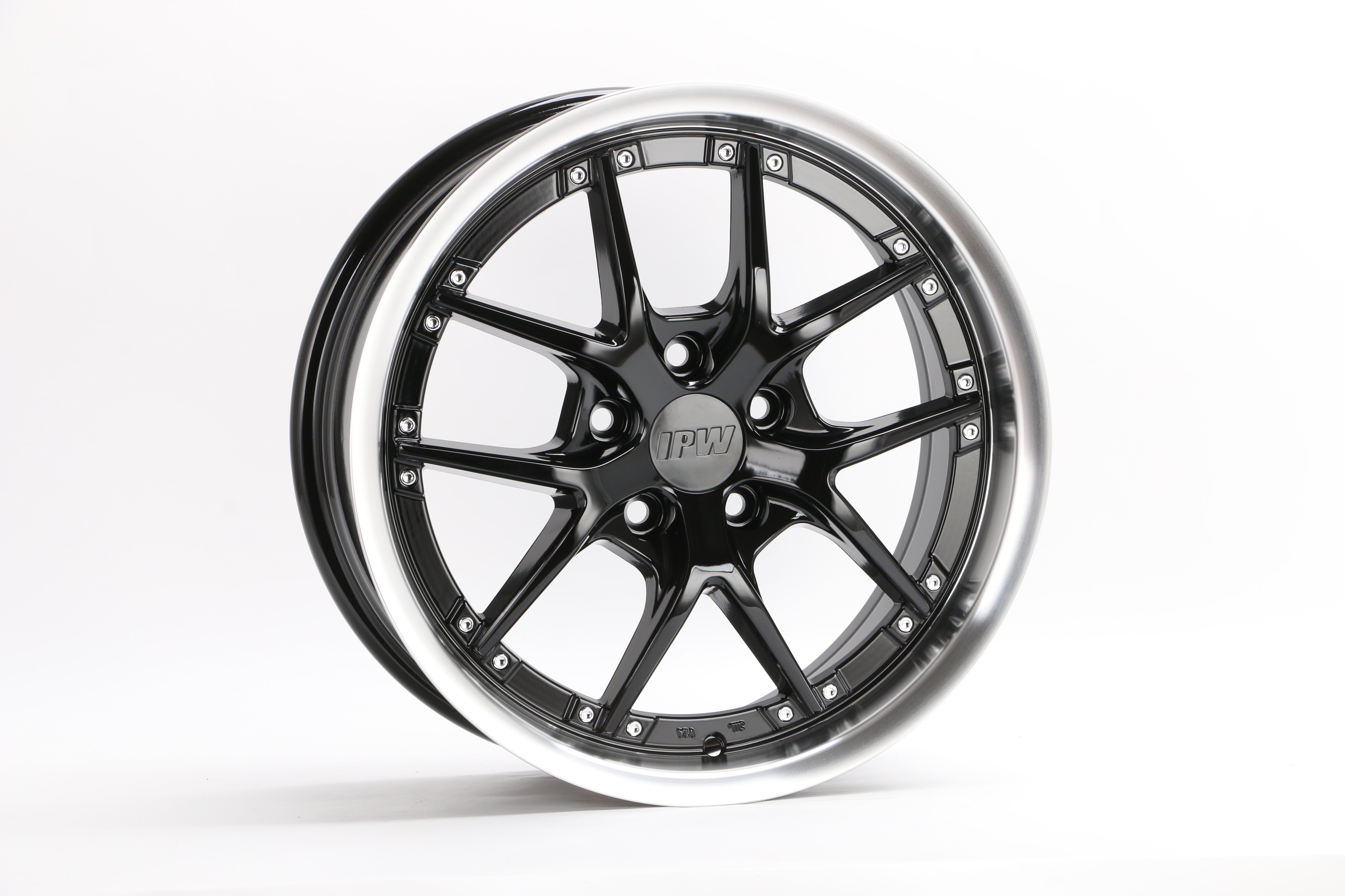 X1204 Black Machined Lip Silver Rivet Wheels for Aftermarket | 17"-18"