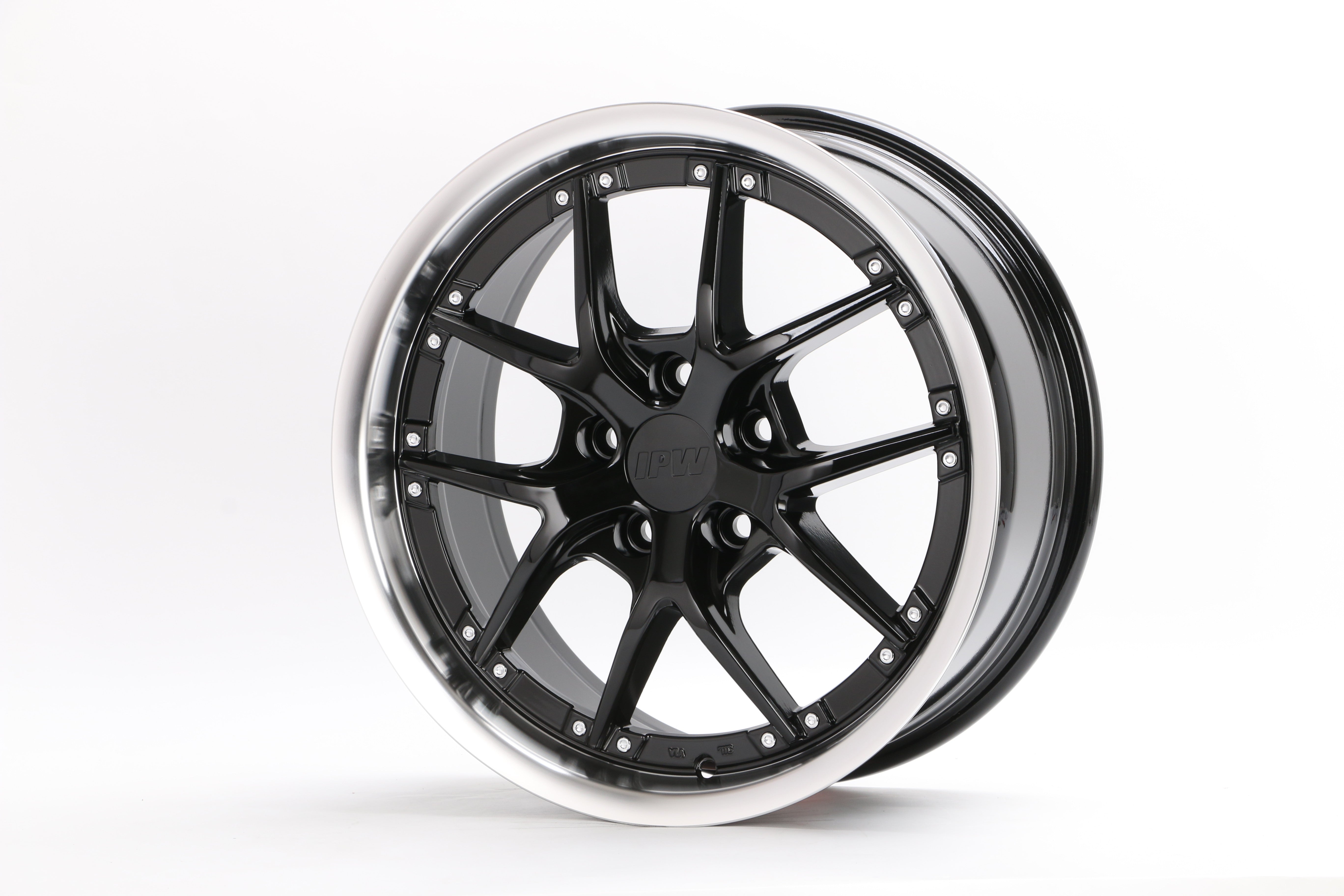 X1204 Black Machined Lip Silver Rivet Wheels for Aftermarket | 17"-18"